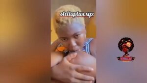 Hot Abuja tiktok baddie sucking own boobs in new leak Self Boobs sucker homemade video